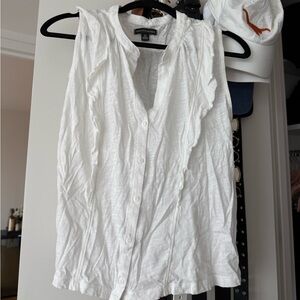 Saks Fifth Avenue White Button-Front Blouse